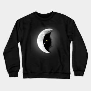 Black Cat Moon Halloween Scary Yellow Eyes Crewneck Sweatshirt